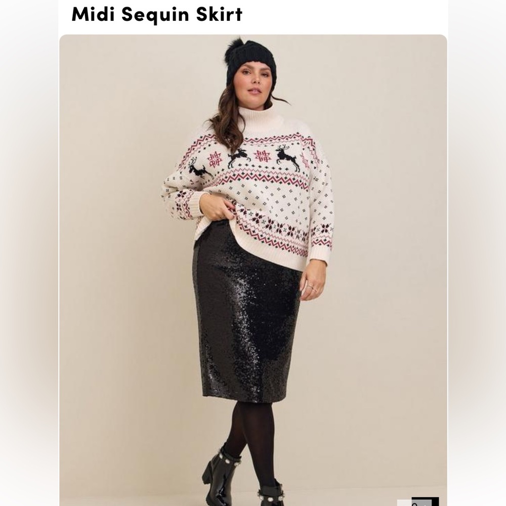 torrid Black Sequin Midi Skirt - Picture 3 of 10